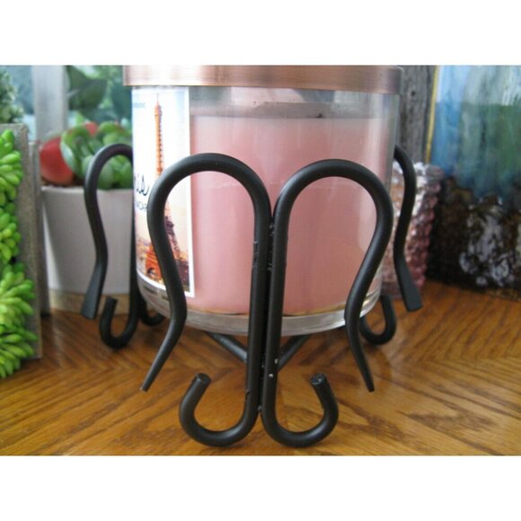 New Large Ornate Black Metal Angel Wings Design Jar Candle Holder - Picture 1 of 9